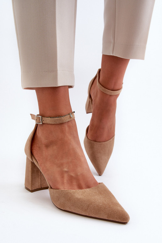 High Heel Pumps With Pointed Toes Beige Eco Suede Halene