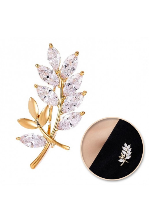 Brooch elegancka with crystals, cyrkoniami Listki BZ181