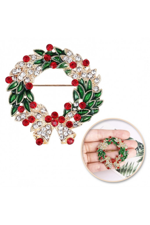 Brooch elegancka cyrkonie, wieniec  withdzwonkami BZ185