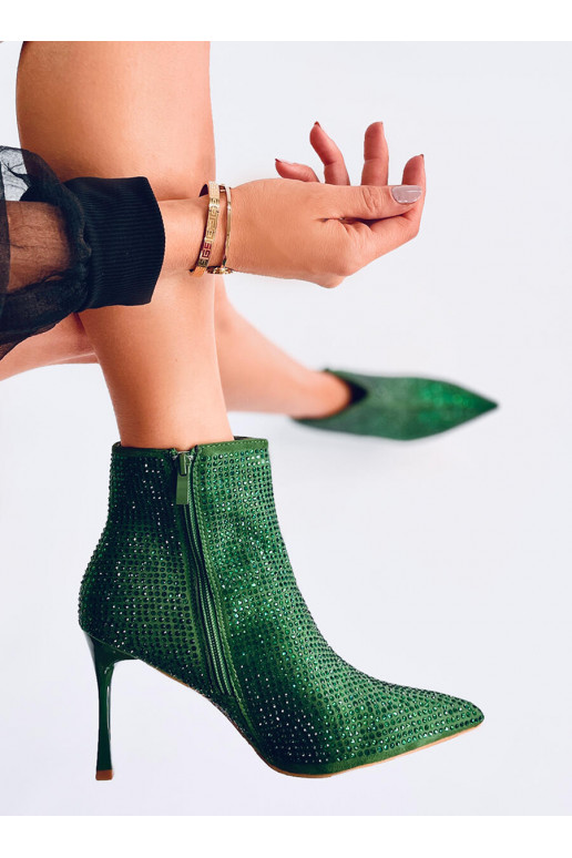 Boots on a high heel with crystals DEMISH GREEN