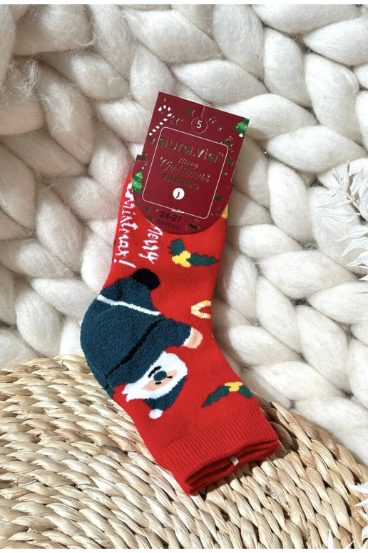 Children's Christmas Cotton Socks With Santa Red