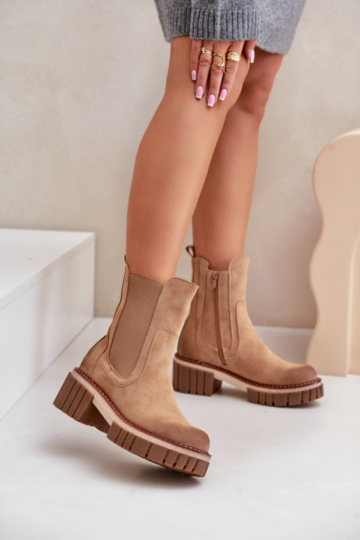 Ankle Boots With Zip Insulated Camel Linneviae