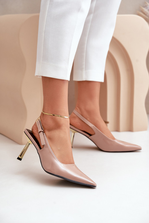 Lacquered Heels With Open Back Beige Filona