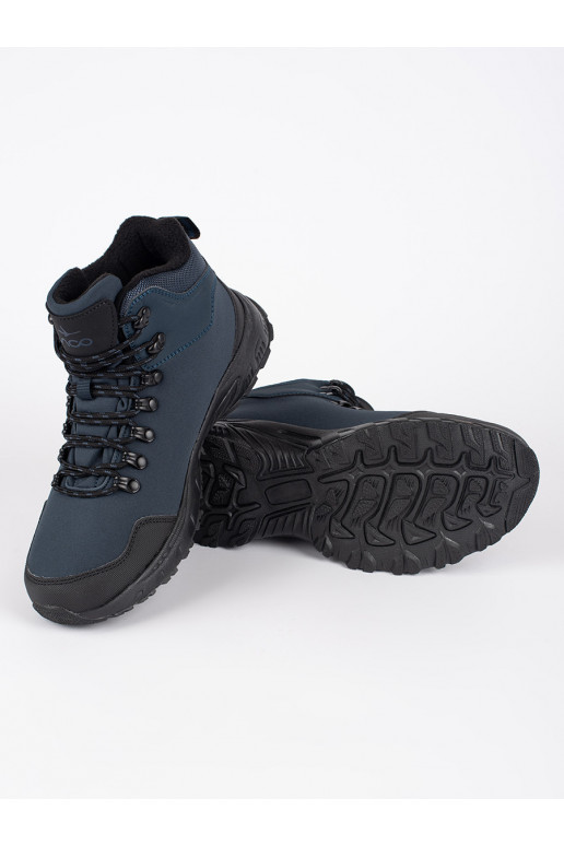 dark blue high trekking shoes mens