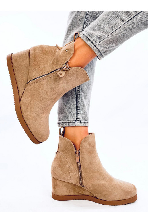 Boots on a wedge of suede PAXTEN khaki colors