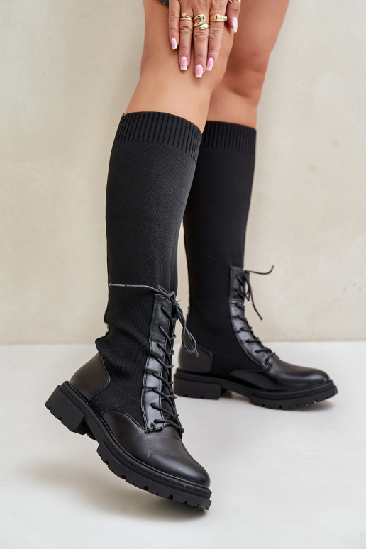 Slip-On Boots With Sock Shaft Black Iranel