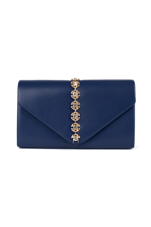 Blue Handbag clutch bag decorated with crystals