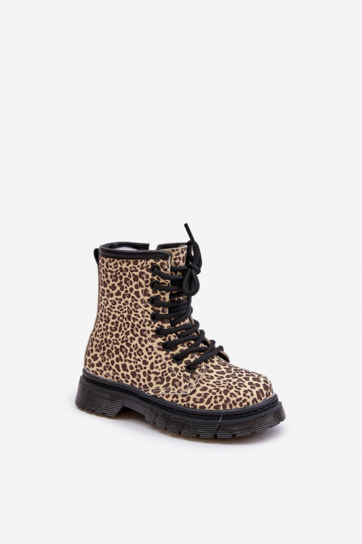 Insulated girls boots in leopard print beige Nelanna