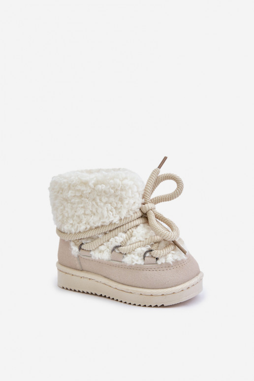 Children's Warm Lace-up Snow Boots Asija Beige