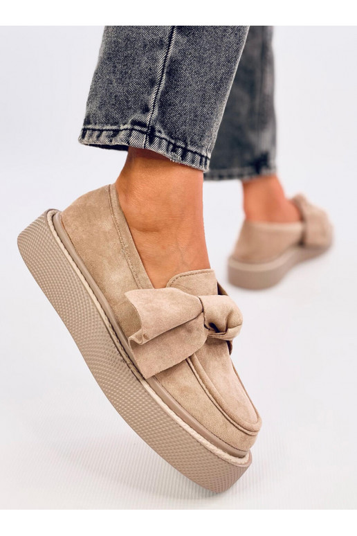 Moccasins of suede with bow TEMPELTON khaki colors