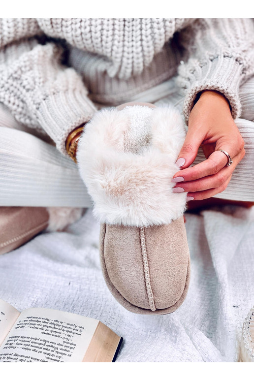 Slippers womens with fur OTTEYS Beige