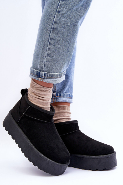 Women's Black Suede Platform Snow Boots Ninala