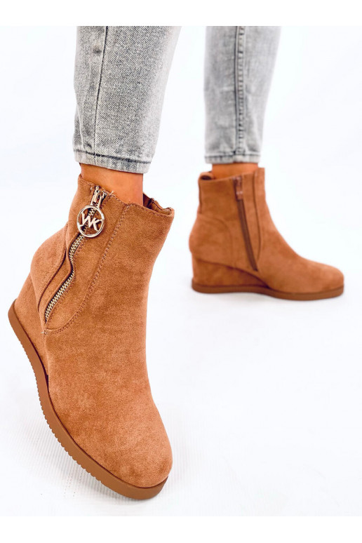 Boots on a wedge with gold zipper VAVIN CAMEL