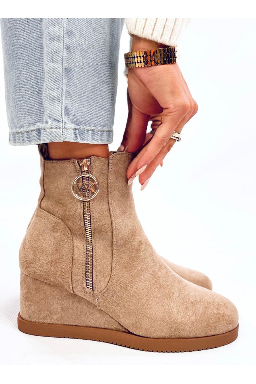 Boots on a wedge with gold zipper VAVIN khaki colors