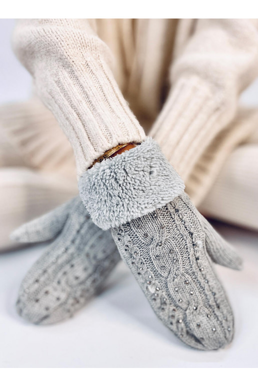 Women's gloves with zircons REGIS Gray