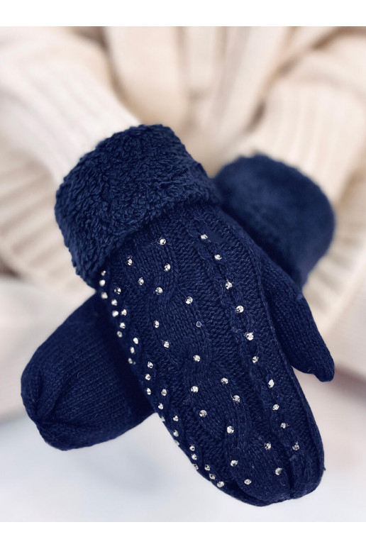 Women's gloves with zircons REGIS Dark blue