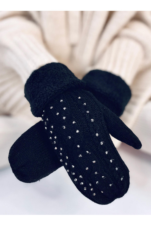 Women's gloves with zircons REGIS black