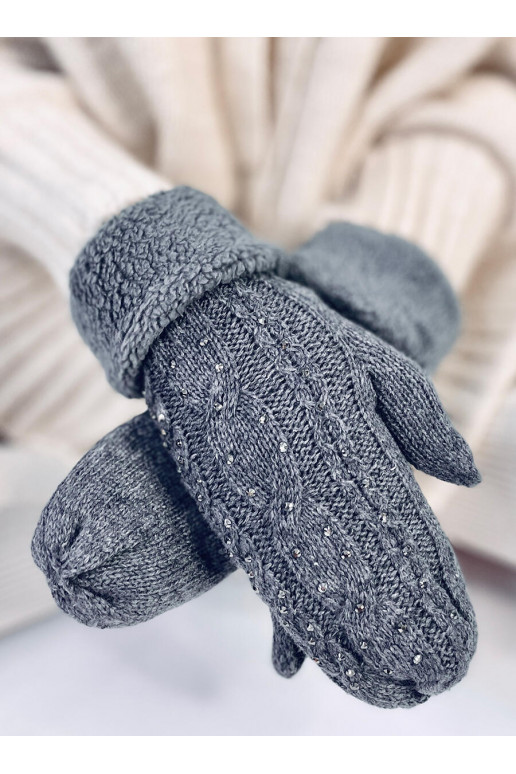 Women's gloves with zircons REGIS Gray