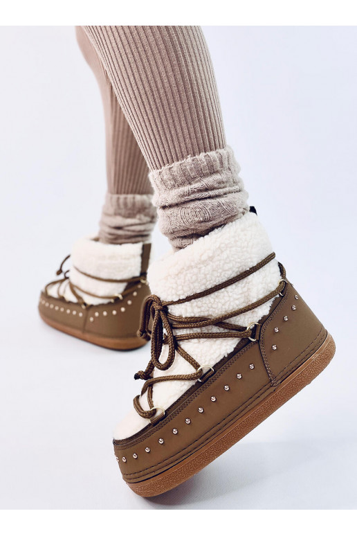 Women's snow boots with sheepskin PREND khaki colors