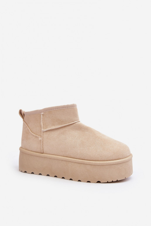 Women's Suede Snow Boots on Platform Light Beige Corcoran