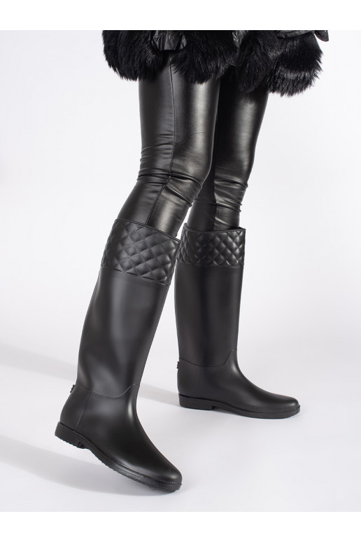 black matte rubber boots