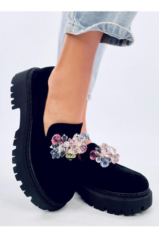 Moccasins with platform with stones STEFANI BLACK