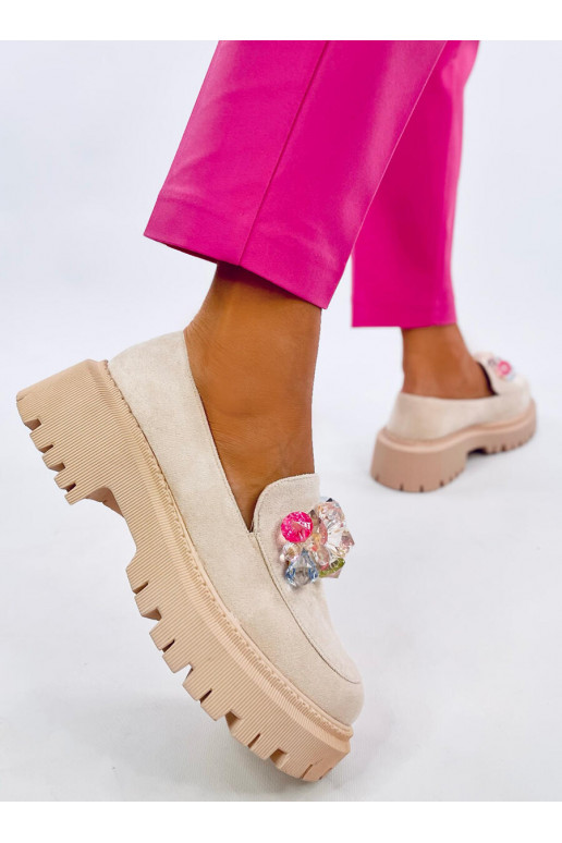 Moccasins with platform with stones STEFANI BEIGE