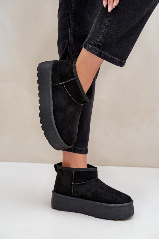 Women's Black Suede Platform Snow Boots Ninala