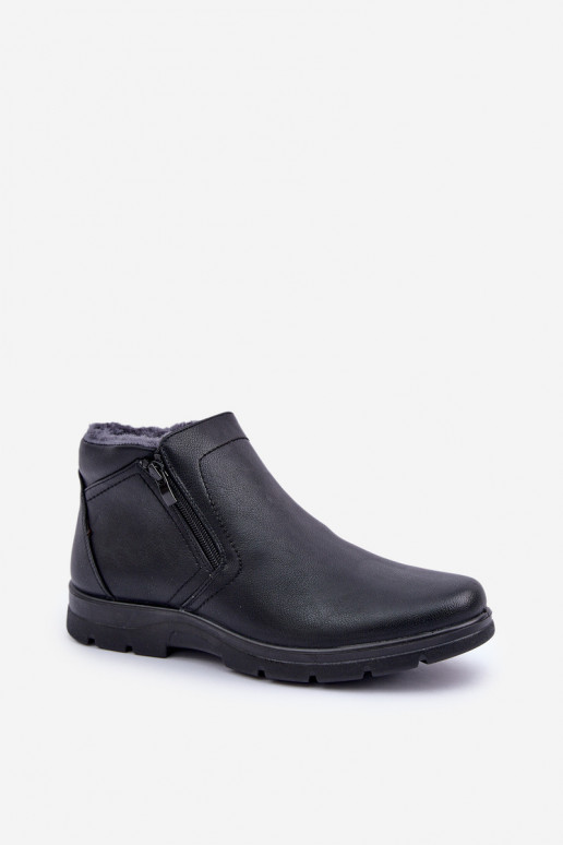 Warm Men's Boots Made Of Eco Leather Black Daniello