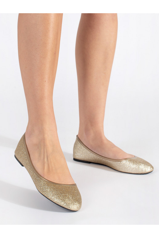 gold color flat glitter ballerinas