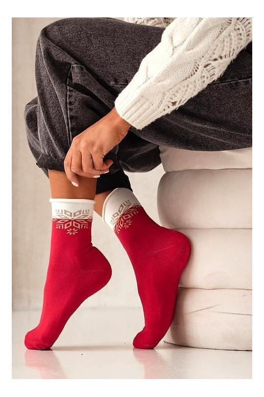 Women's Christmas Half-frotte Socks UNIQUE Compression-free Star Red