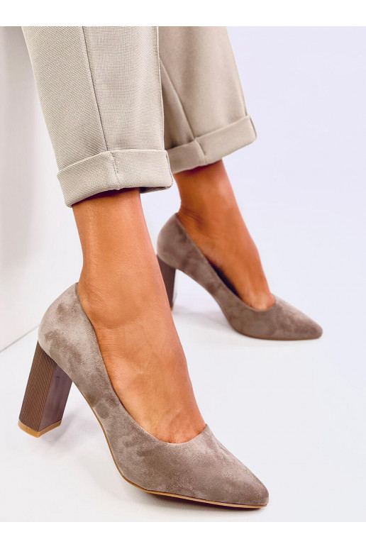 Shoes on the heel ANNETTE khaki colors