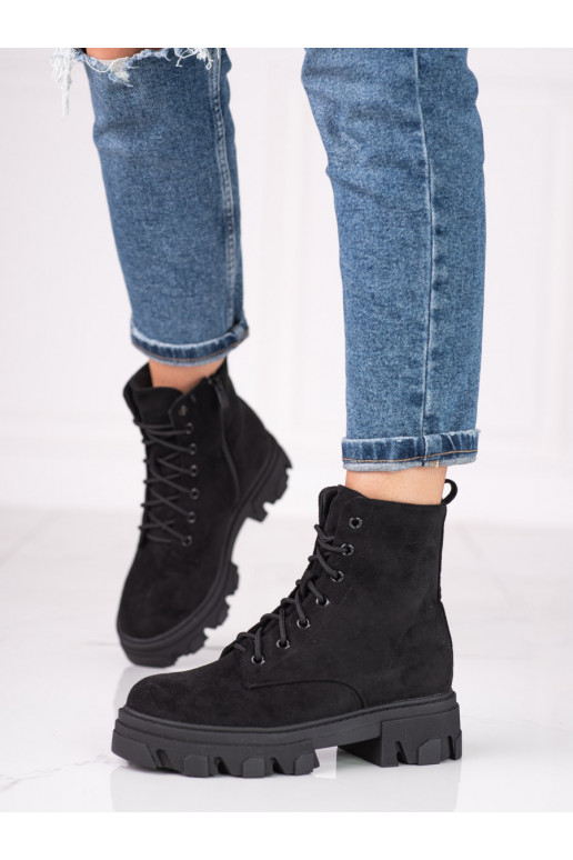 Women's boots laced from eco suede