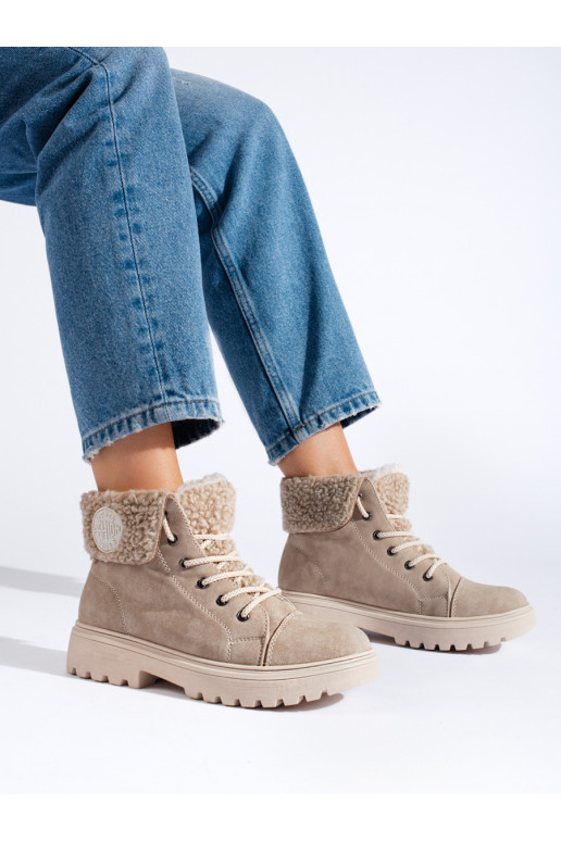 Womens Women's boots with sheepskin beige