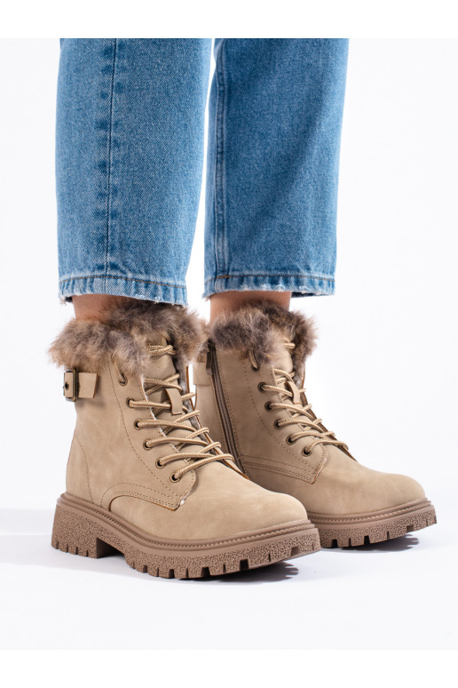 Womens Women's boots with fur beige