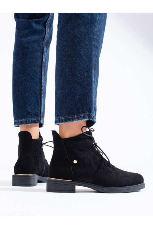 of suede black womens boots tied