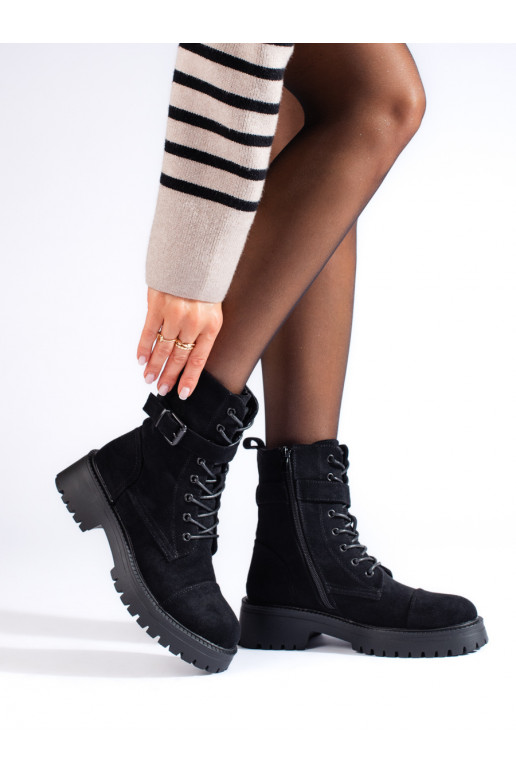 of suede women's boots with buckles