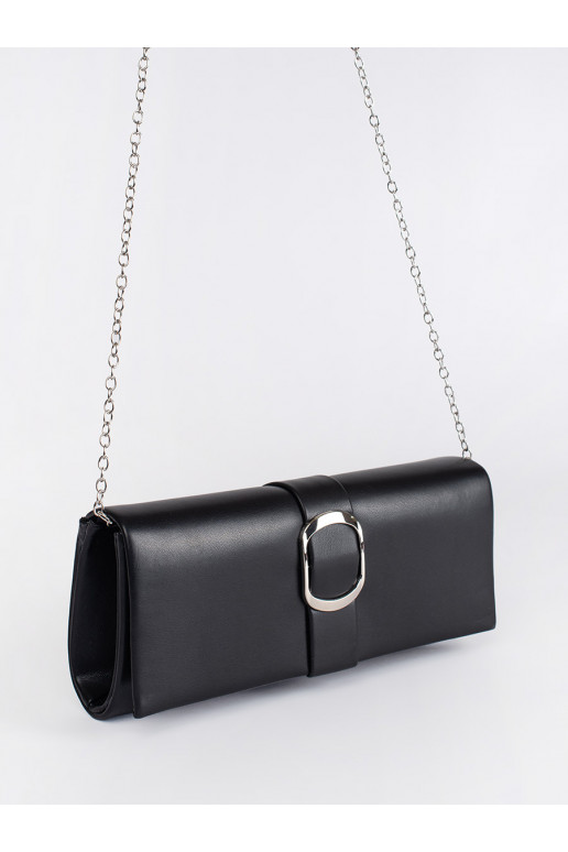 blacklittleelegant handbag with silver buckle