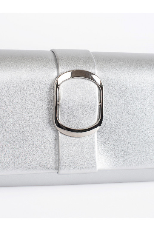 silver colorlittleelegant handbag with silver buckle