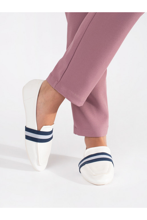 White color ballerinas with decorative stripes