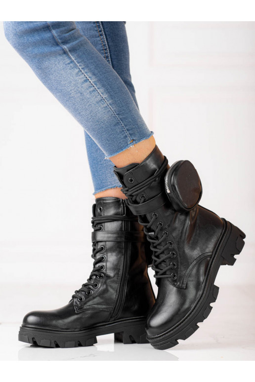 black women's boots with pocket