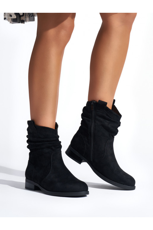 of suede black boots ruffled