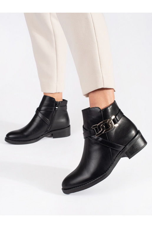 black Chelsea boots flat with a decorative stripe