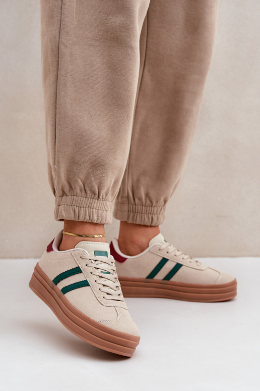 Women's Platform Sneakers in Beige-Green Egelia