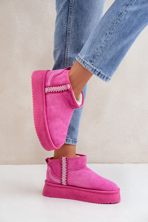 Platform Snow Boots With Pattern Pink Udra