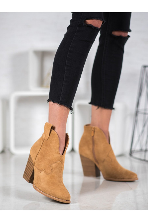 suede Cowboy style boots with heels