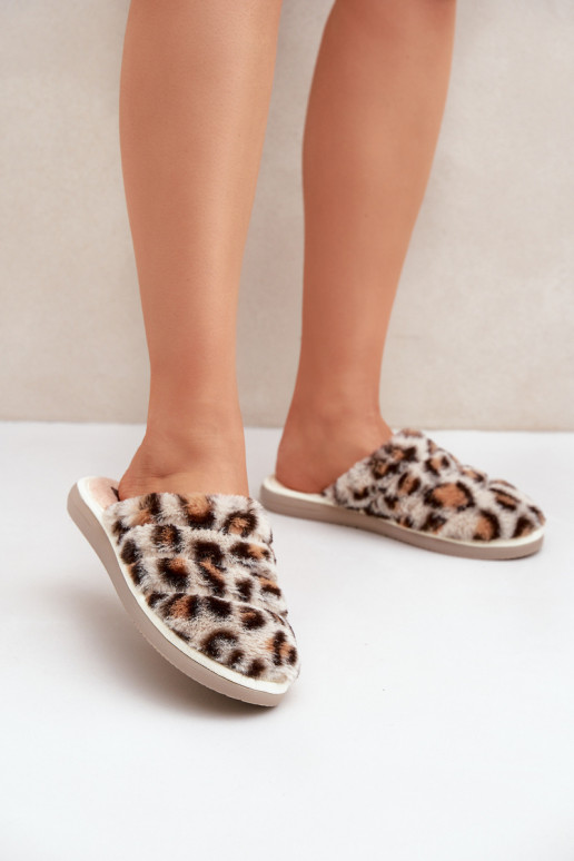 Faux Fur Slippers Panther Beige Inblu EK000008