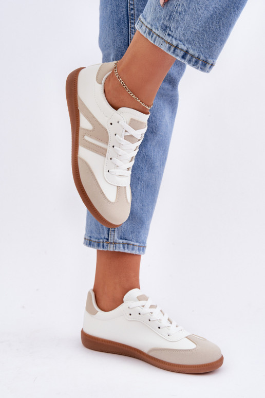 Low Women's Sneakers Made Of Eco Leather White-Beige Navidemi