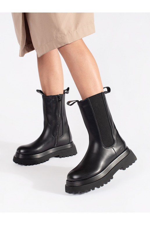 black high boots Chelsea boots with platform