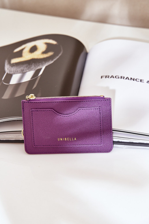 Card Holder Women's Wallet With Keychain Purple Therinore